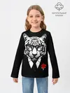 Детский лонгслив / Тигр с красной розой