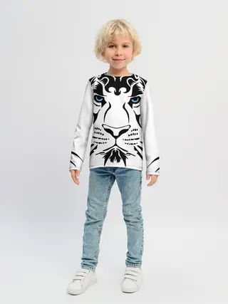 Детский лонгслив / Водяной голубоглазый тигр