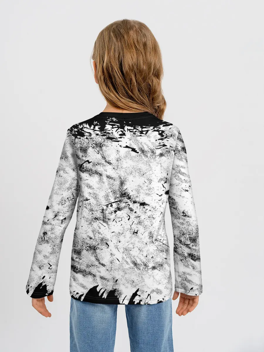 Детский лонгслив / Надпись Слипкнот Рок Группа ЧБ | Slipknot