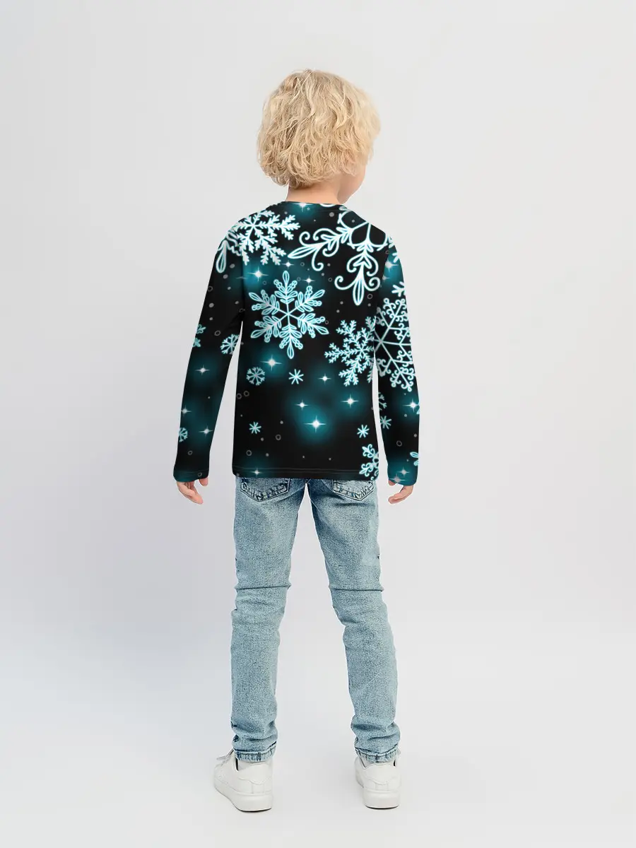 Детский лонгслив / Космические снежинки
