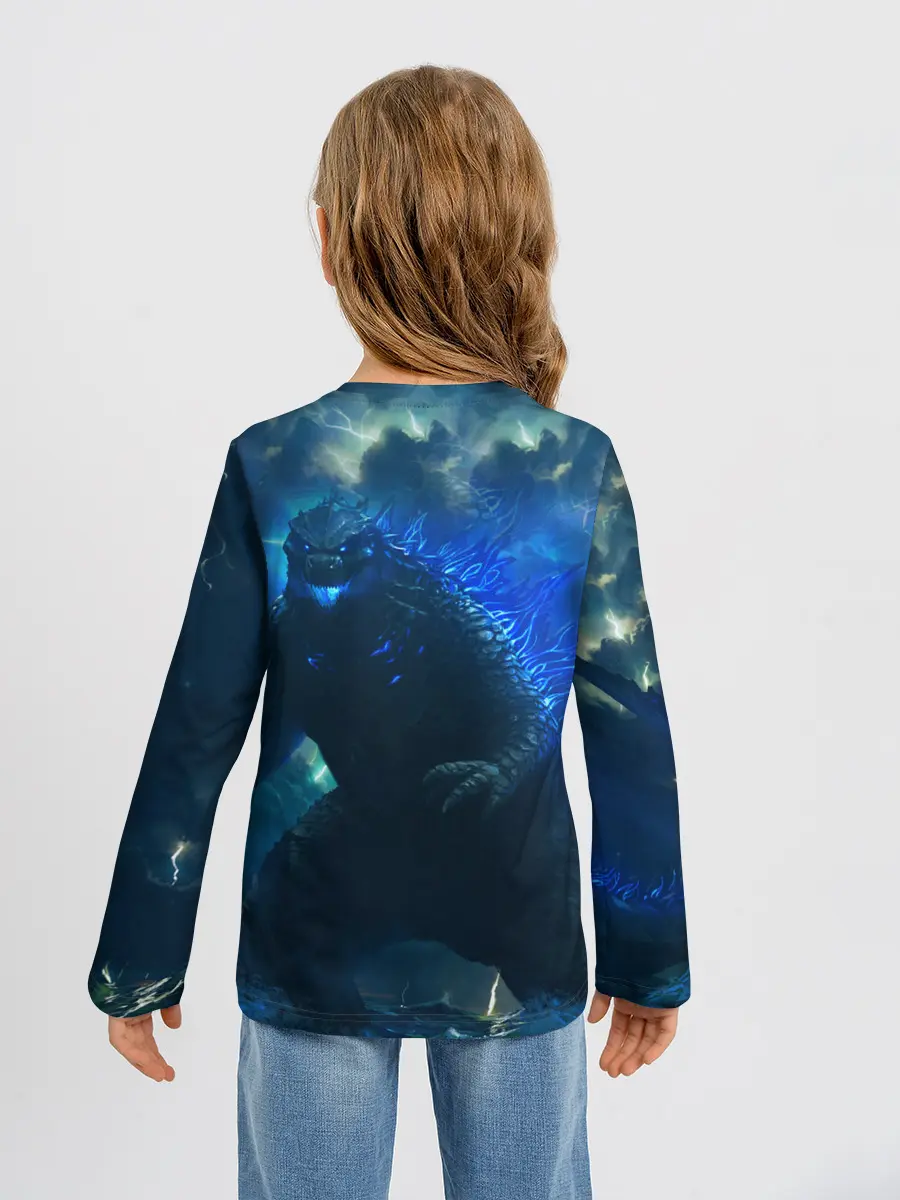 Детский лонгслив / ГОДЗИЛЛА В МОРЕ