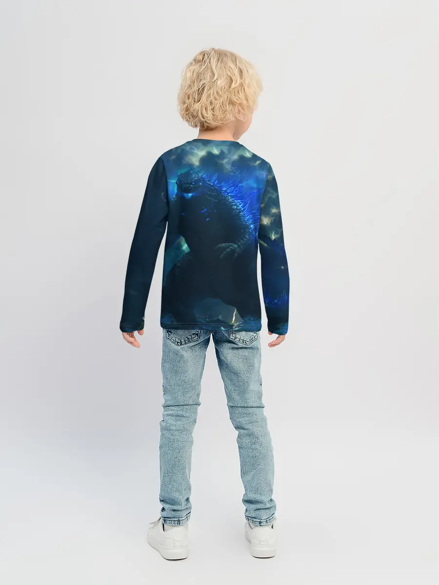 Детский лонгслив / ГОДЗИЛЛА В МОРЕ