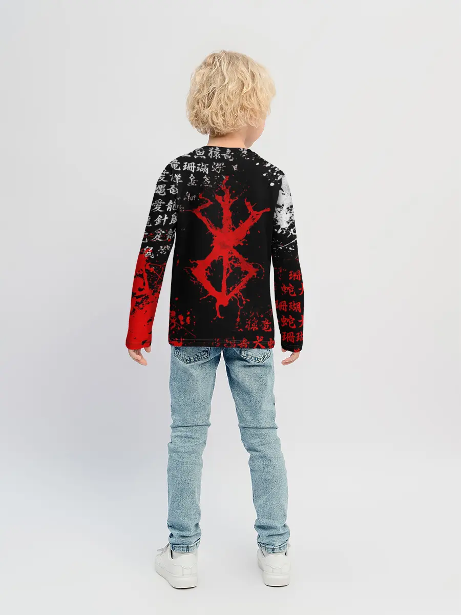 Детский лонгслив / БЕРСЕРК НАД ЛУНОЙ, КЛЕЙМО, ПРОКЛЯТИЕ