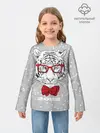 Детский лонгслив / Белый тигр с красным бантом