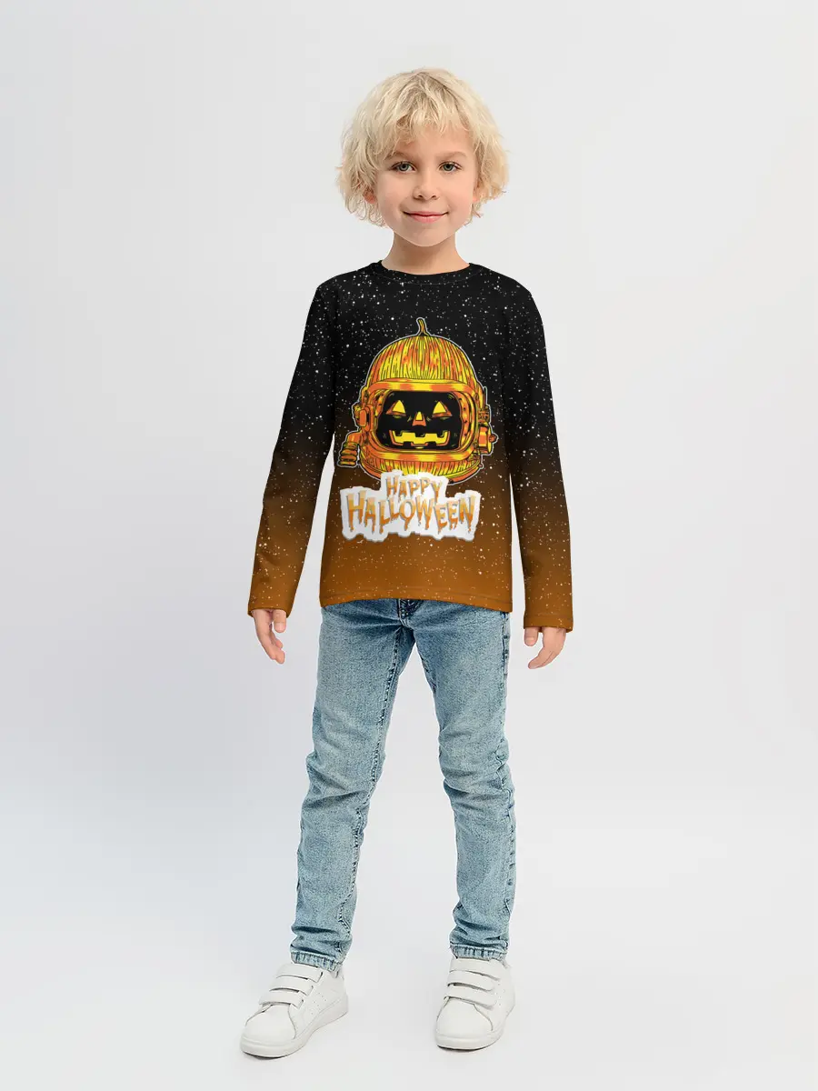 Детский лонгслив / ТЫКВА КОСМОНАВТ | SPACE HALLOWEEN