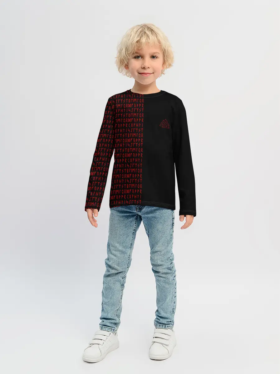 Детский лонгслив / ВАЛЬКНУТ | РУНИЧЕСКИЙ АЛФАВИТ