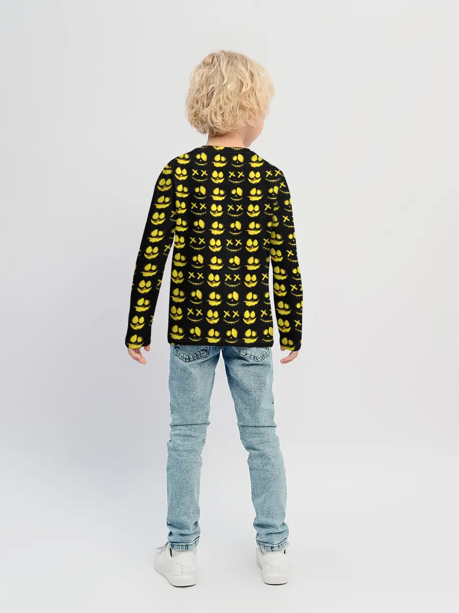 Детский лонгслив / Прикольные смайлы Хэллоуин / Halloween