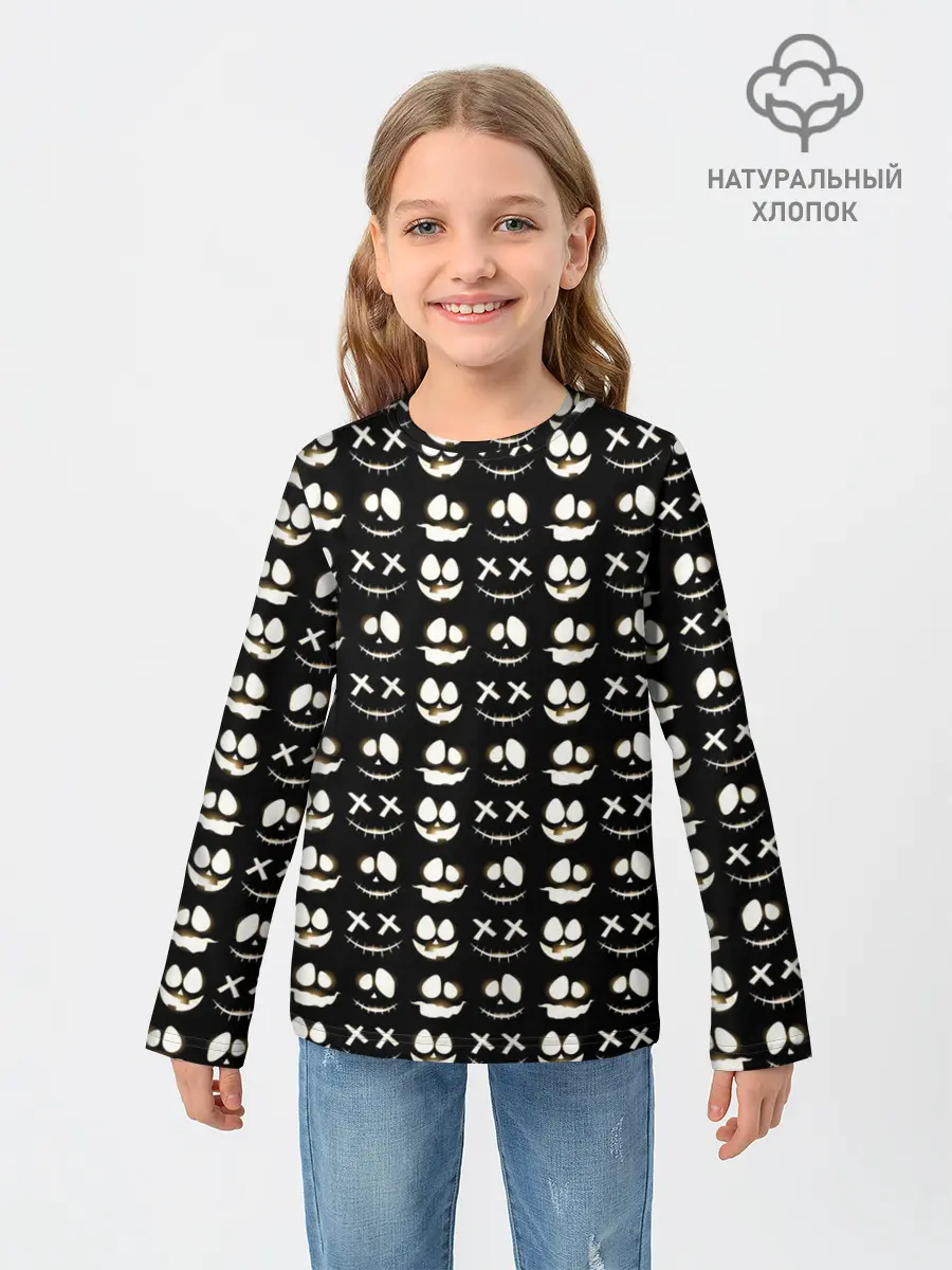 Детский лонгслив / Прикольные смайлы Хэллоуин 2 / Halloween 2
