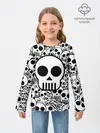 Детский лонгслив / черепа чб