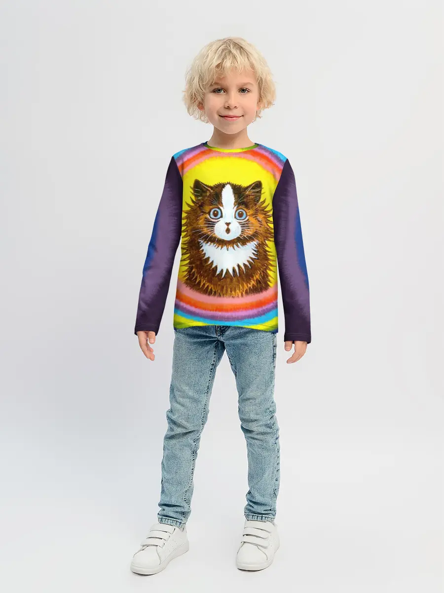 Детский лонгслив / Радужный кот Луиса Уэйна