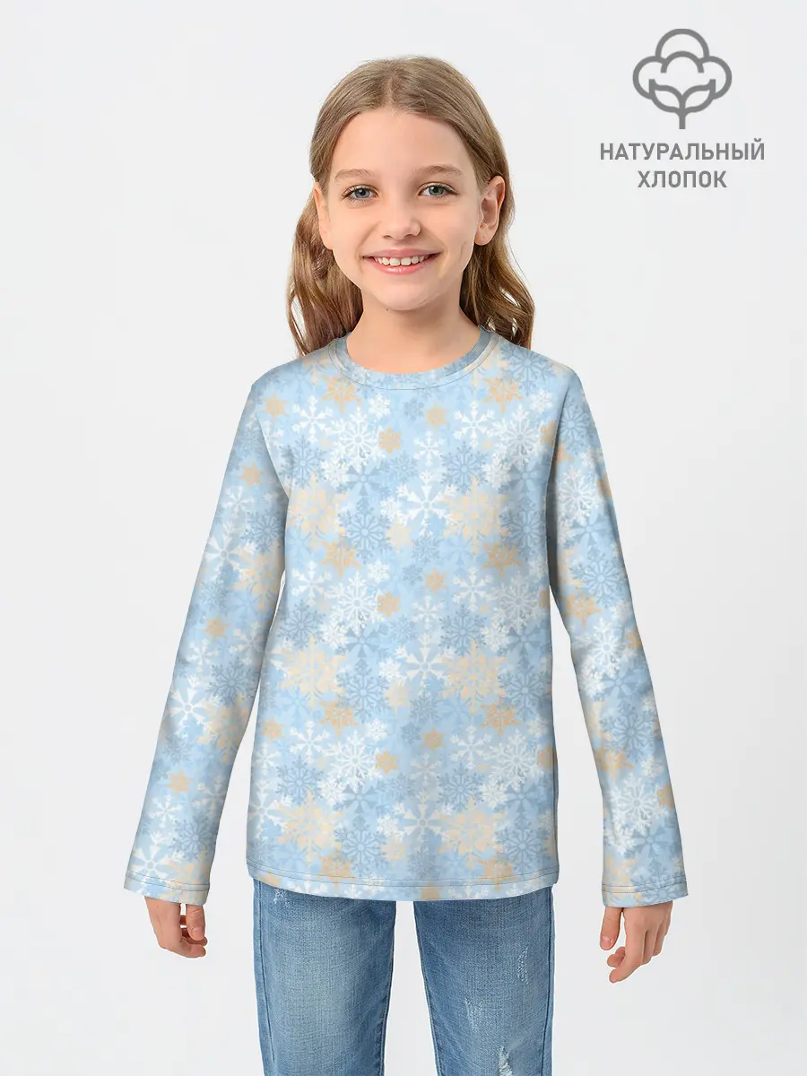 Детский лонгслив / Узоры Снежинки