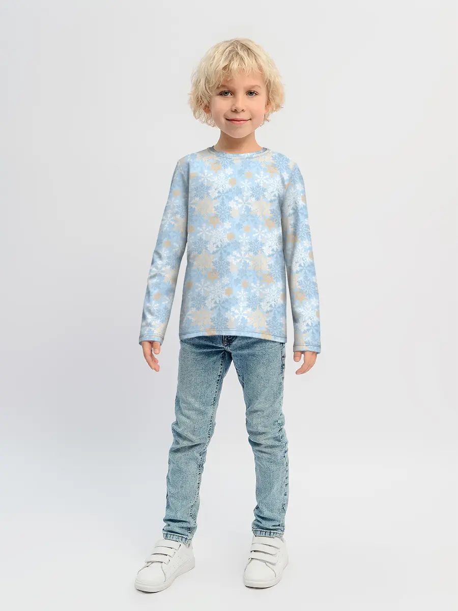 Детский лонгслив / Узоры Снежинки