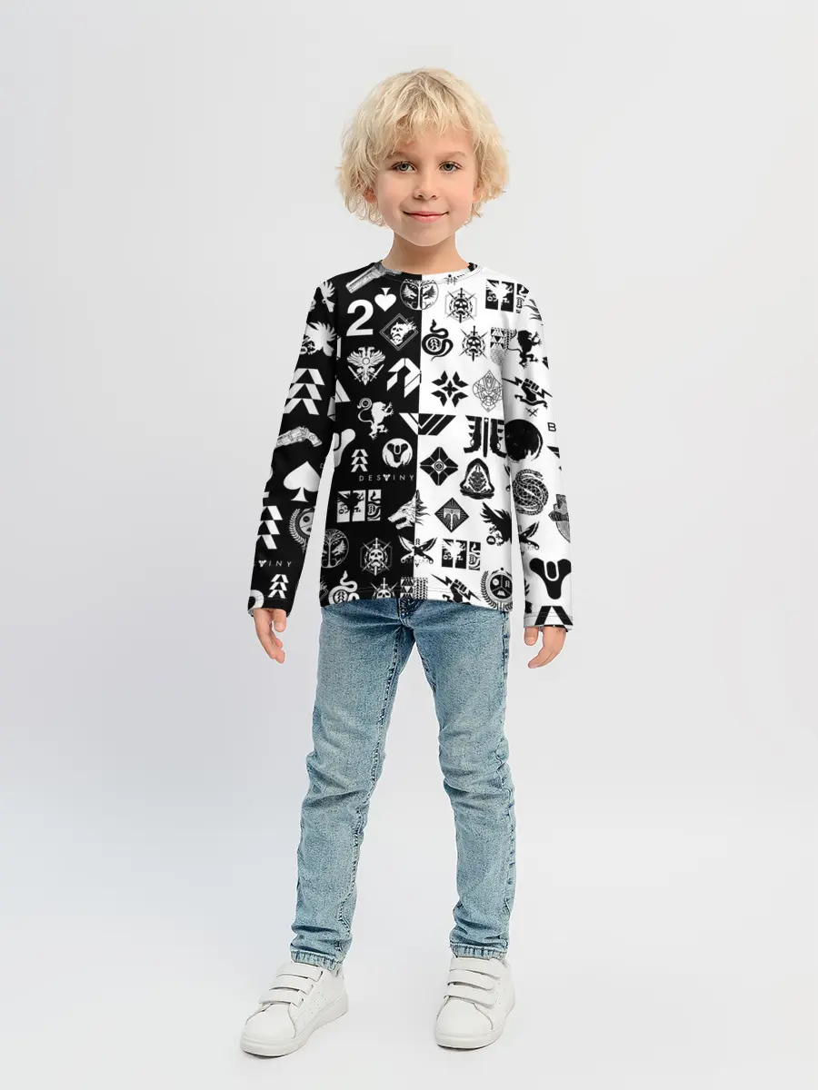 Детский лонгслив / DESTINY LOGOBOMBING ЧЁРНО БЕЛОЕ