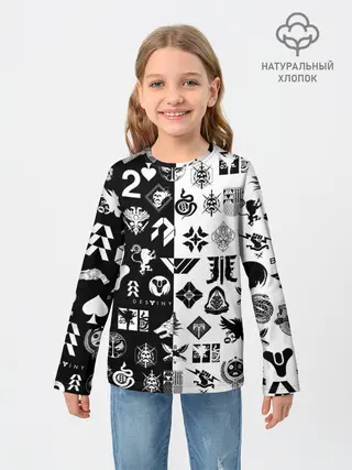 Детский лонгслив / DESTINY LOGOBOMBING ЧЁРНО БЕЛОЕ