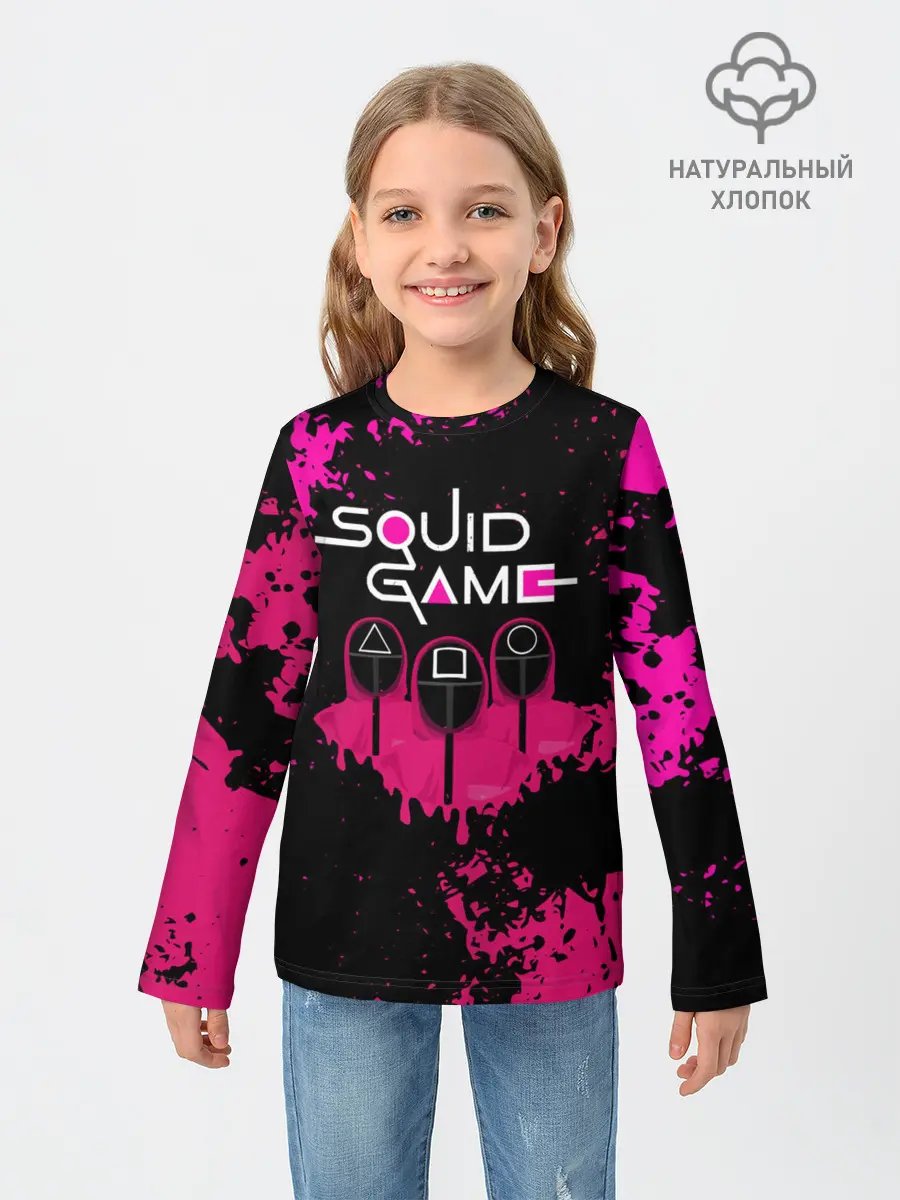 Детский лонгслив / Squid Game брызги красок стража.
