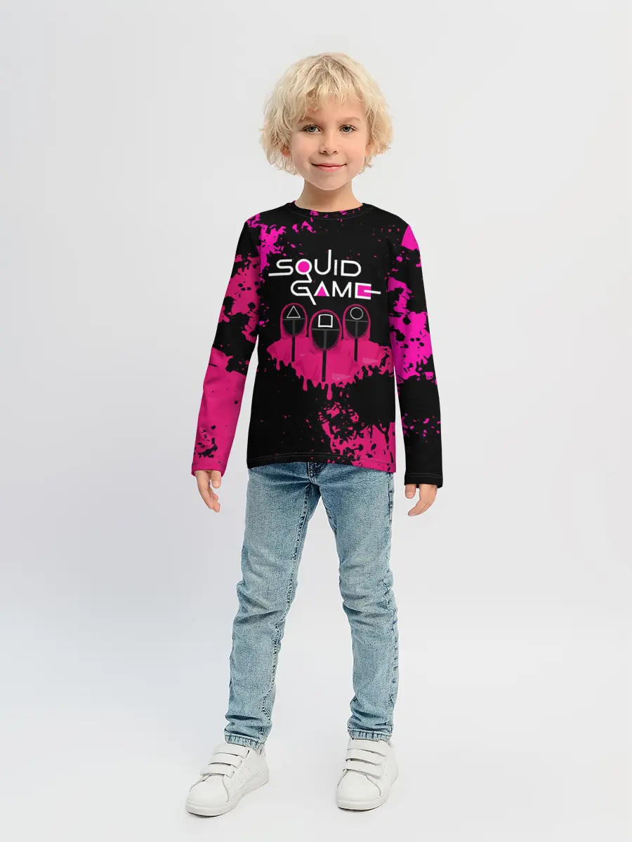 Детский лонгслив / Squid Game брызги красок стража.