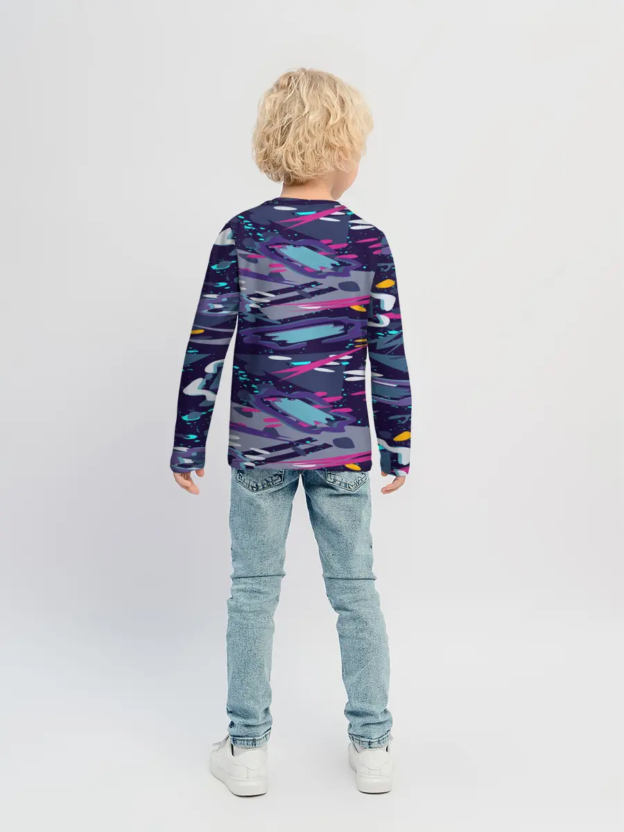 Детский лонгслив / Космический абстрактный паттерн