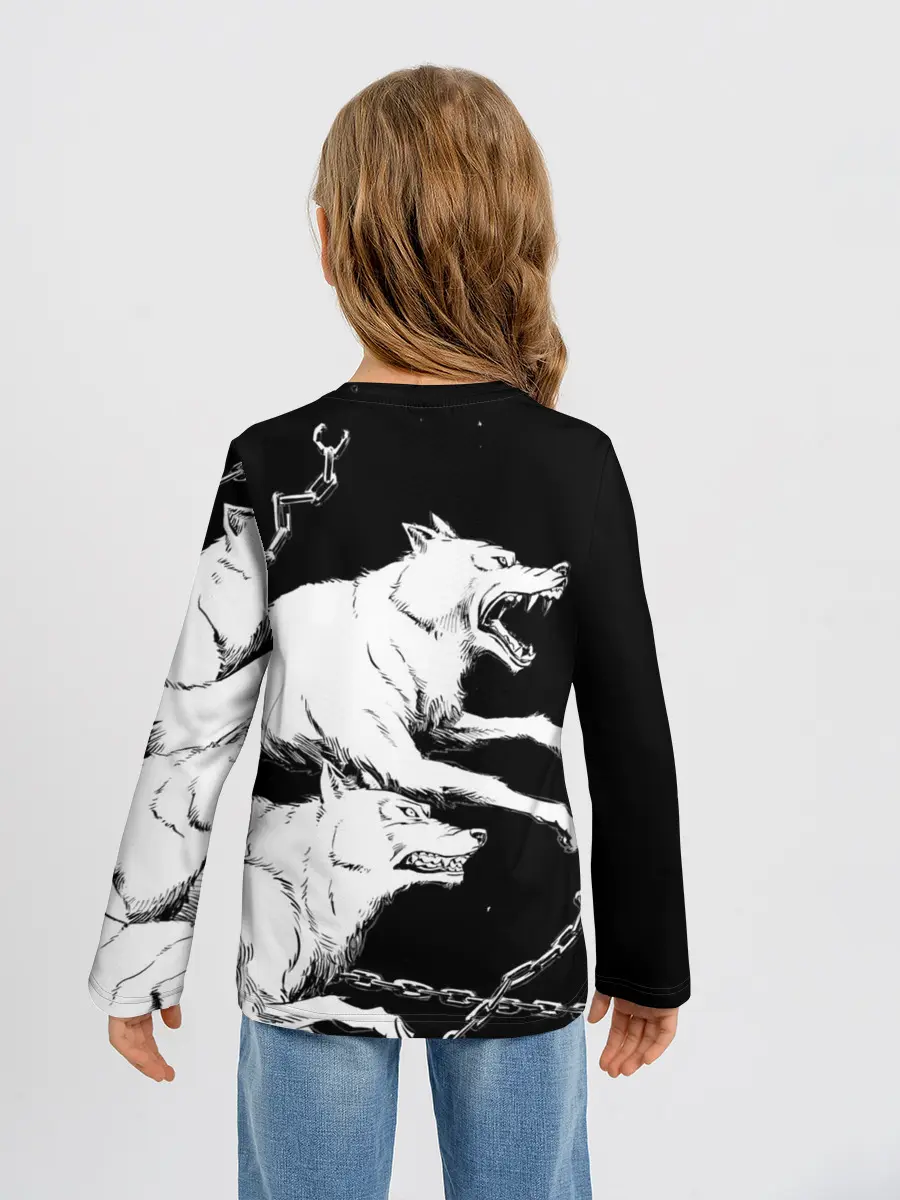 Детский лонгслив / Белые волки