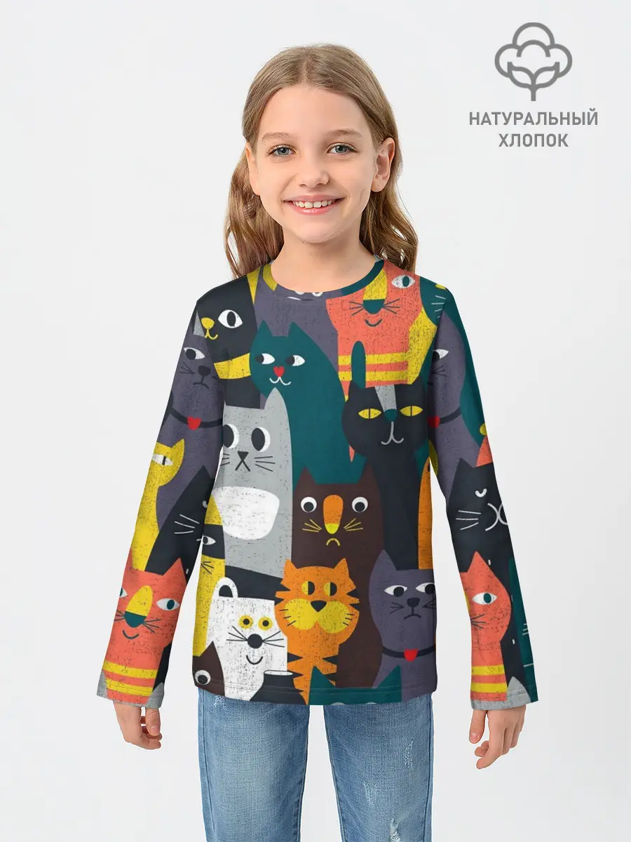 Детский лонгслив / крутые коты