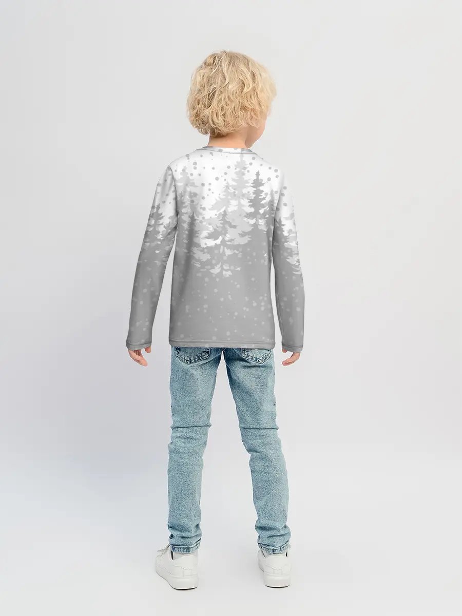 Детский лонгслив / Тигр с чашкой кофе