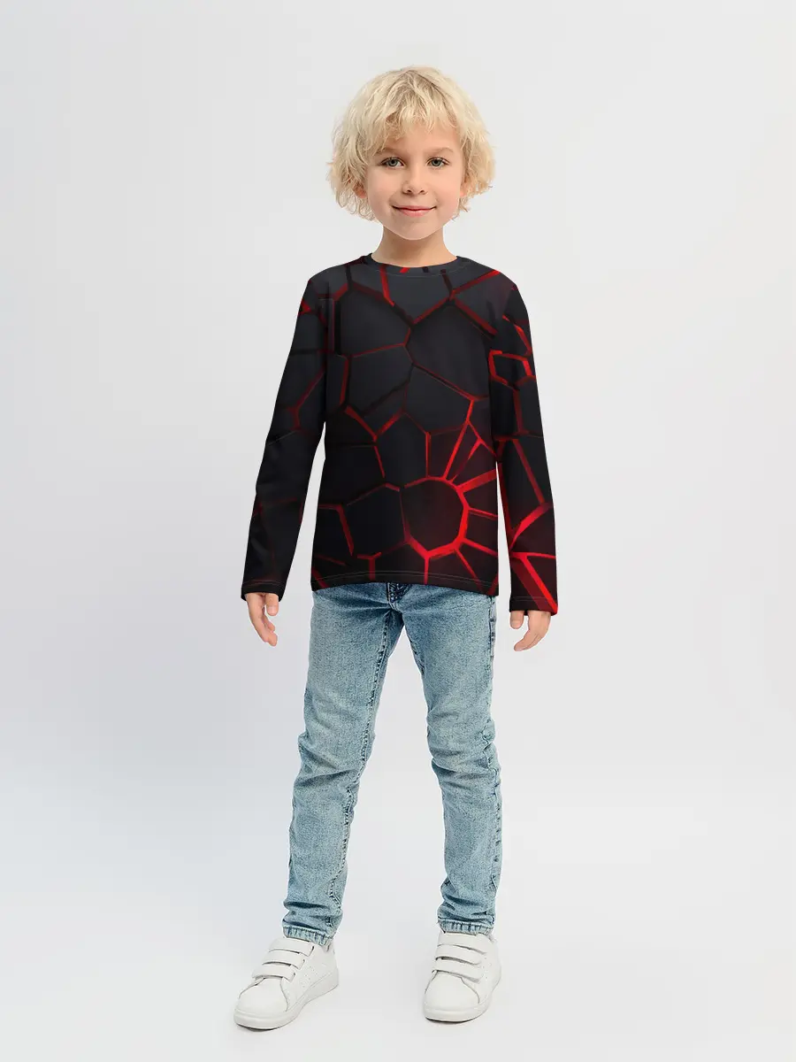 Детский лонгслив / Адские 3D плиты | 3Д геометрия плиты
