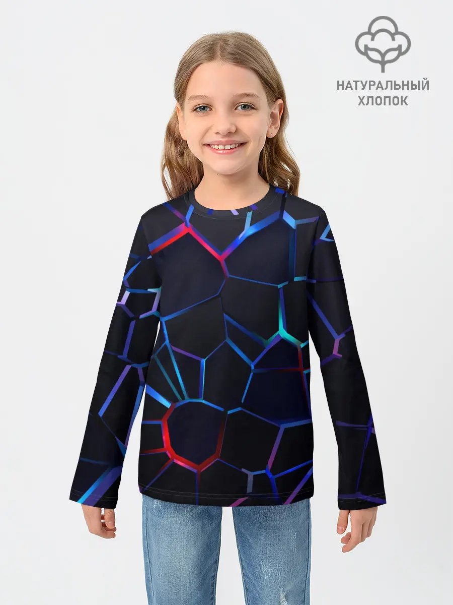Детский лонгслив / Неоновые 3D плиты | Неоновые плиты