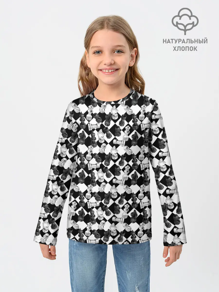 Детский лонгслив / Шахматы на шахматной доске