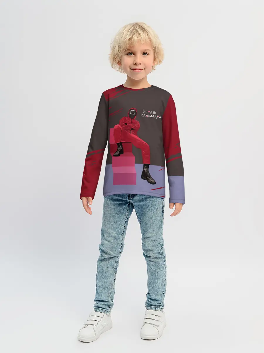 Детский лонгслив / КВАДРАТ НА ОТДЫХЕ | ИГРА В КАЛЬМАРА