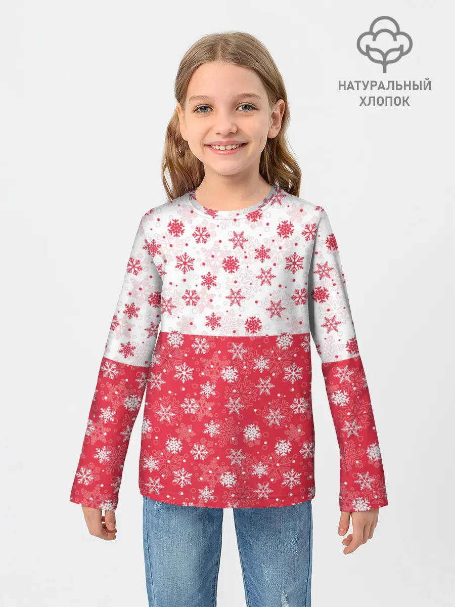 Детский лонгслив / Снежинки