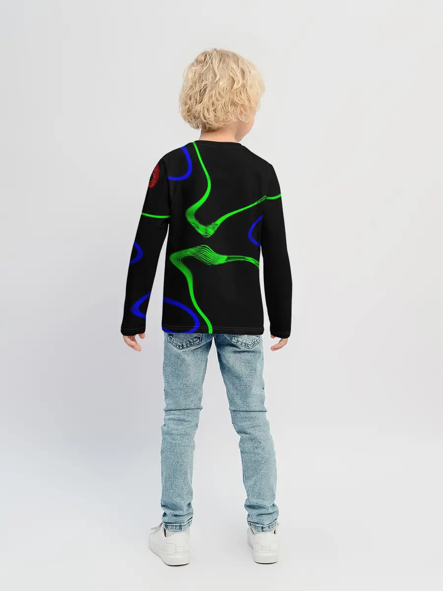Детский лонгслив / Неоновый хаос 3D/Neon chaos 3D