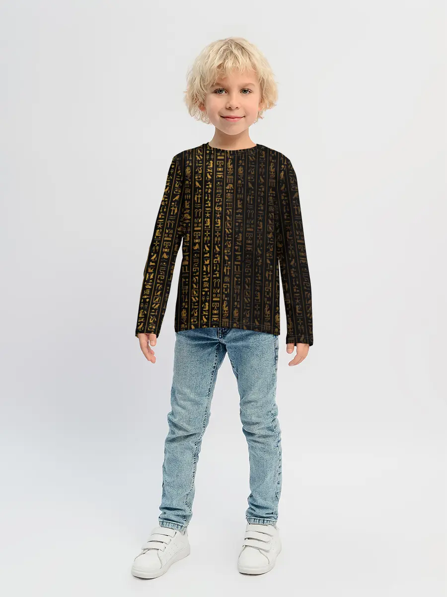 Детский лонгслив / ЕГИПЕТСКИЕ ИЕРОГЛИФЫ ЗОЛОТОМ