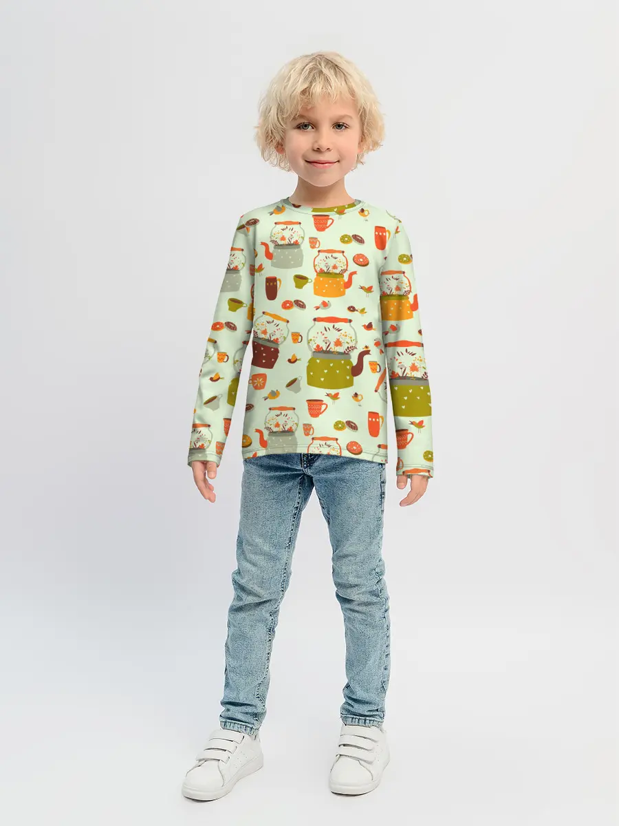 Детский лонгслив / осенние чаепитие