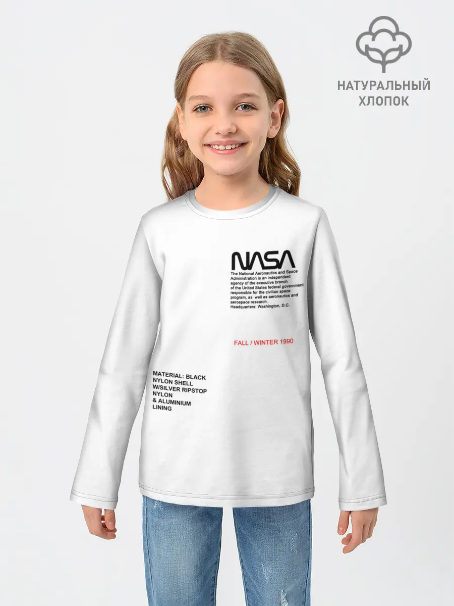 Детский лонгслив / NASA БЕЛАЯ ФОРМА | НАСА WHITE UNIFORM
