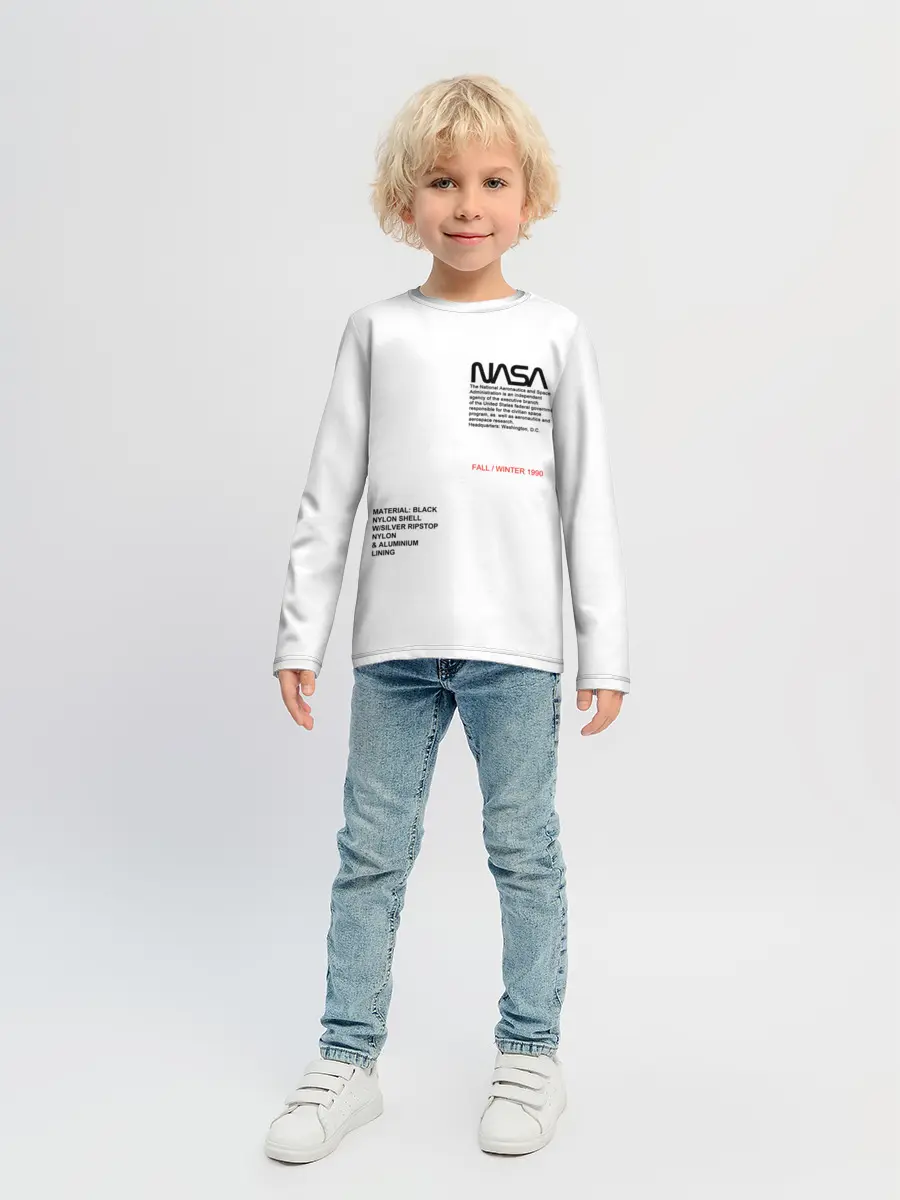 Детский лонгслив / NASA БЕЛАЯ ФОРМА | НАСА WHITE UNIFORM