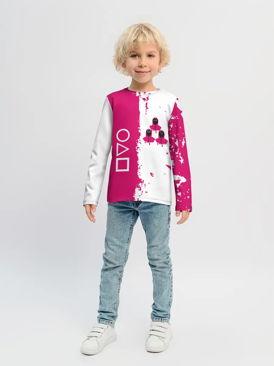 Детский лонгслив / Игра в кальмара геометрические фигуры