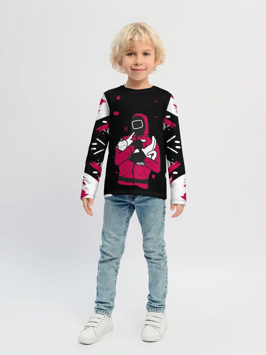 Детский лонгслив / Игра в кальмара x Кот,