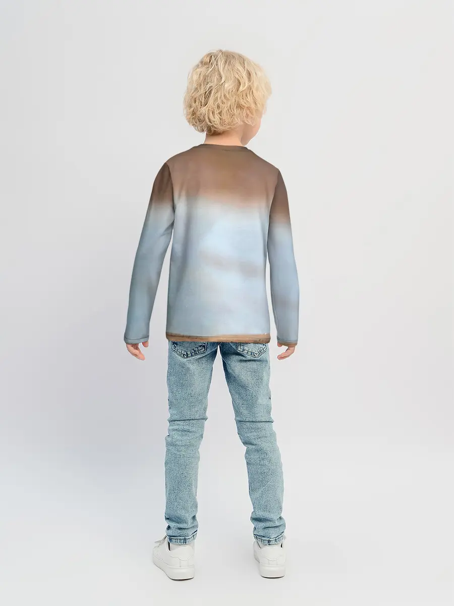 Детский лонгслив / Медведь с рыбой во рту