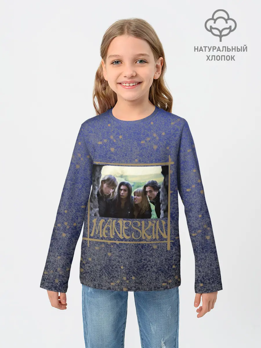 Детский лонгслив / Maneskin в серебре и золоте