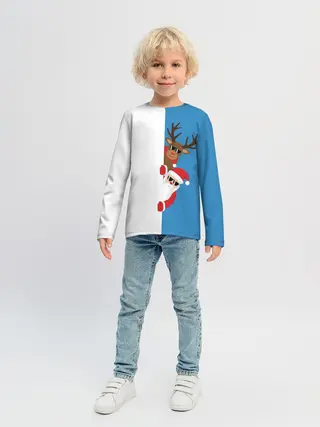 Детский лонгслив / Крутые Санта и Олень
