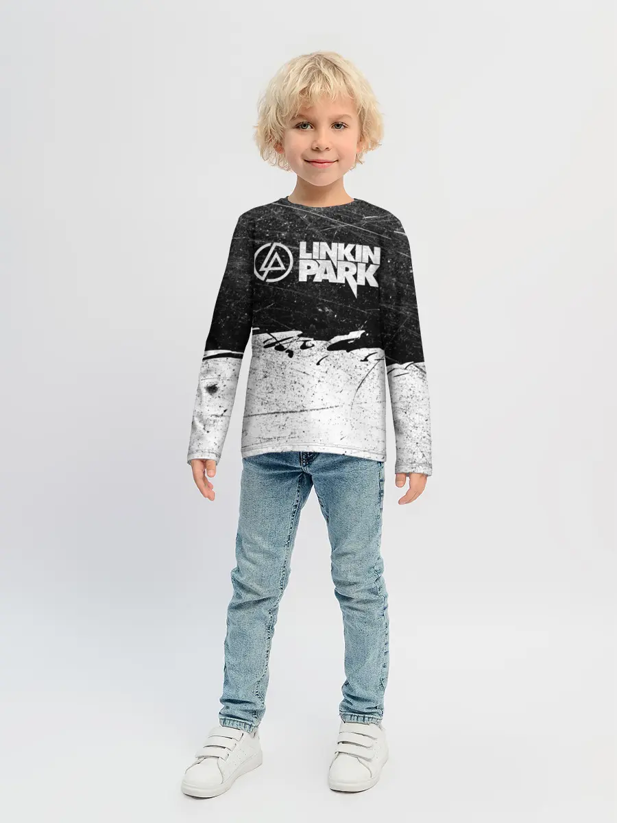 Детский лонгслив / Линкин Парк Лого Рок ЧБ | Linkin Park Rock