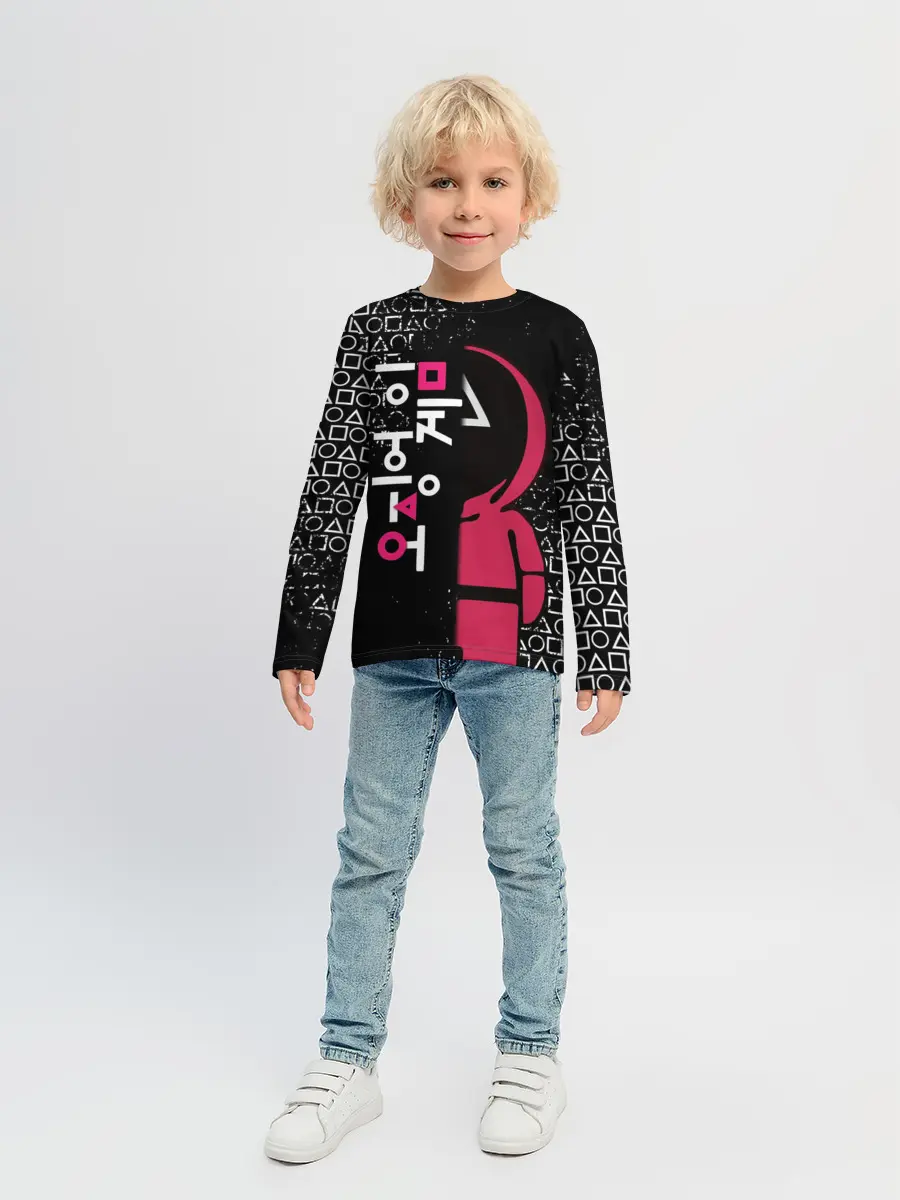 Детский лонгслив / ИГРА В КАЛЬМАРА ТРЕУГОЛЬНИК | SQUID GAME