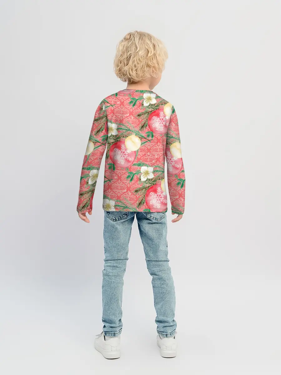 Детский лонгслив / Новогодние красные шары