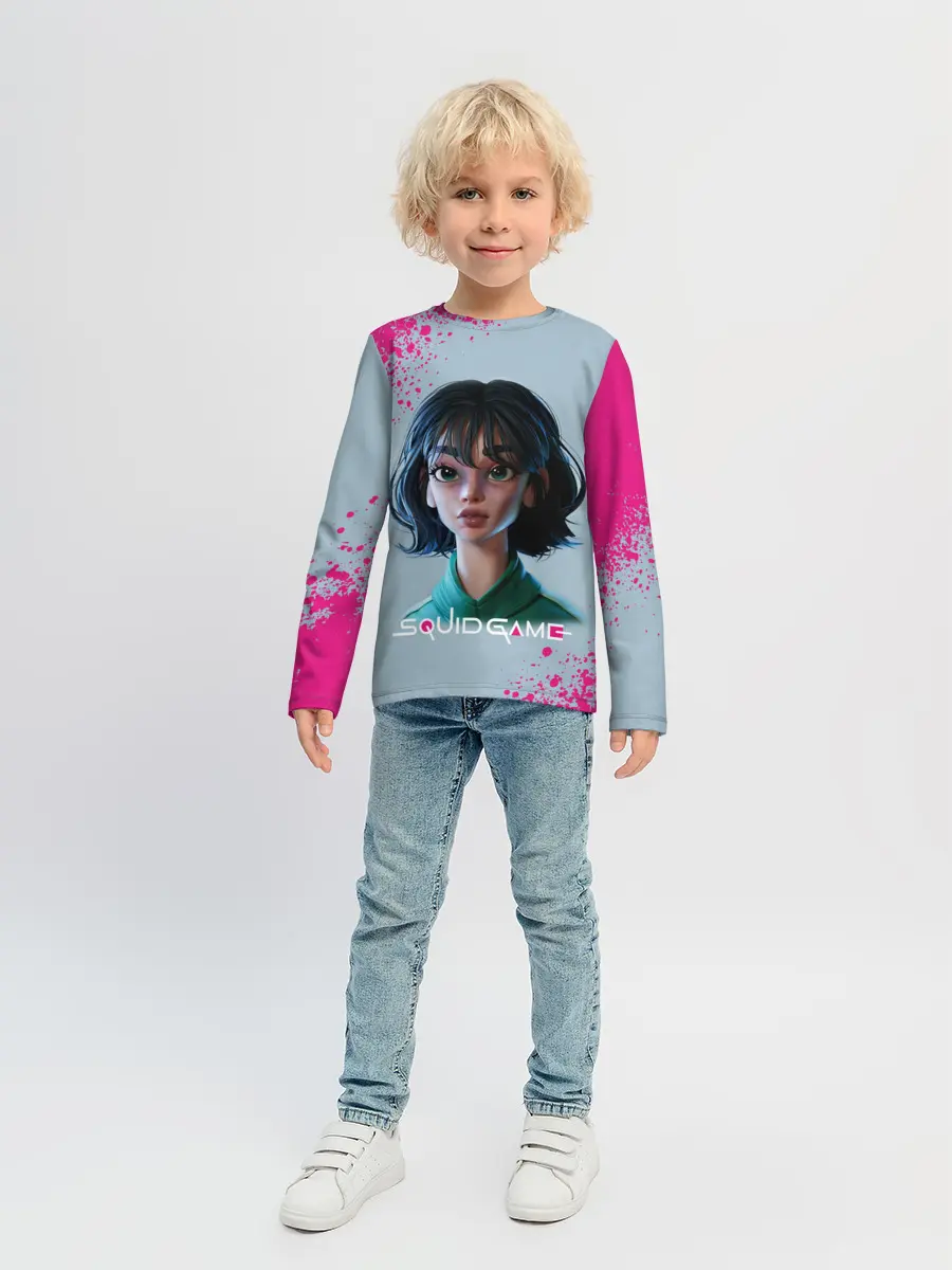 Детский лонгслив / 067 | Розовые брызги