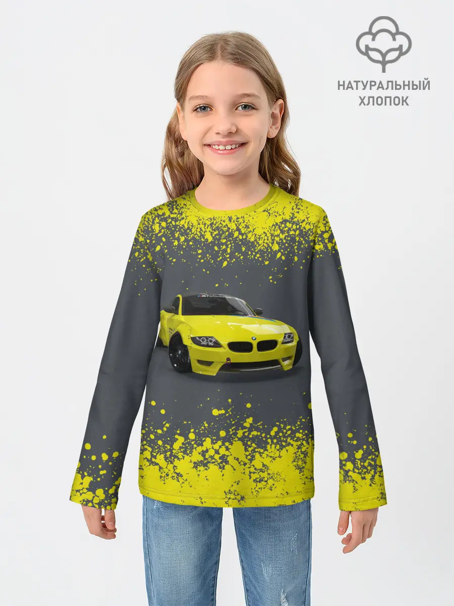 Детский лонгслив / БМВ | ЖЕЛТЫЙ ПЕРФОРМАНС