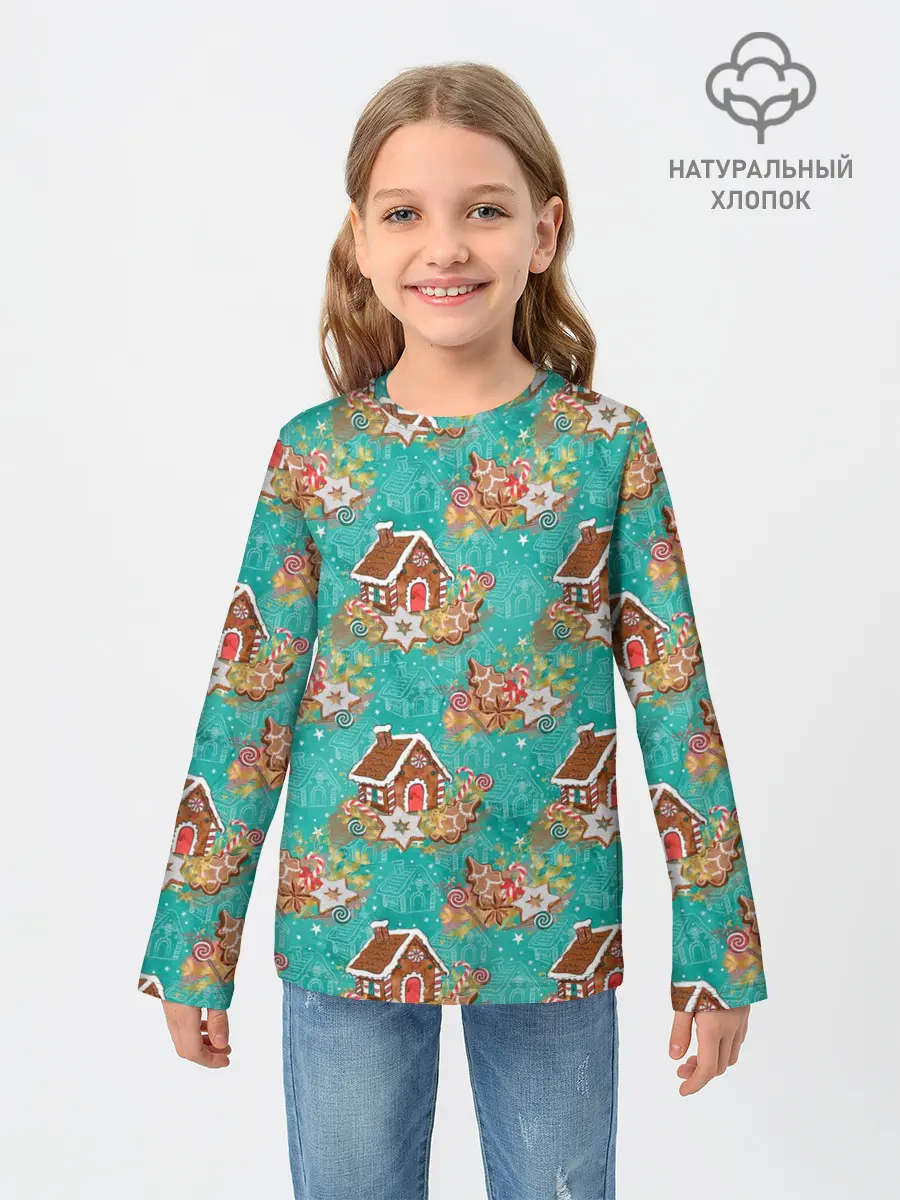 Детский лонгслив / Рождественские пряники паттерн