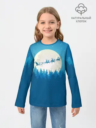 Детский лонгслив / Санта с Оленями