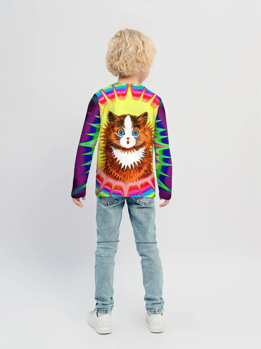 Детский лонгслив / Psychedelic Rainbow Cat