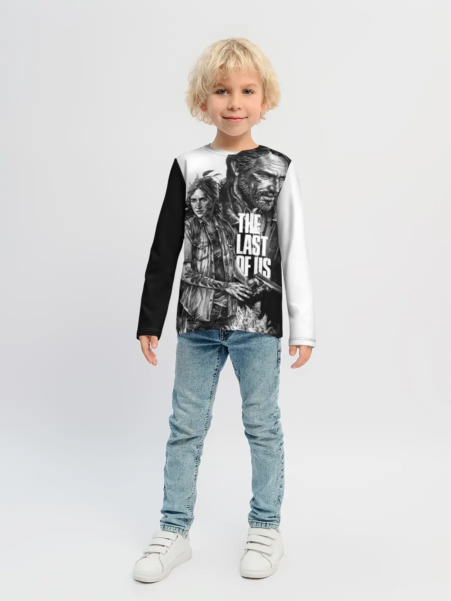 Детский лонгслив / THE LAST OF US ЧЁРНО БЕЛЫЙ
