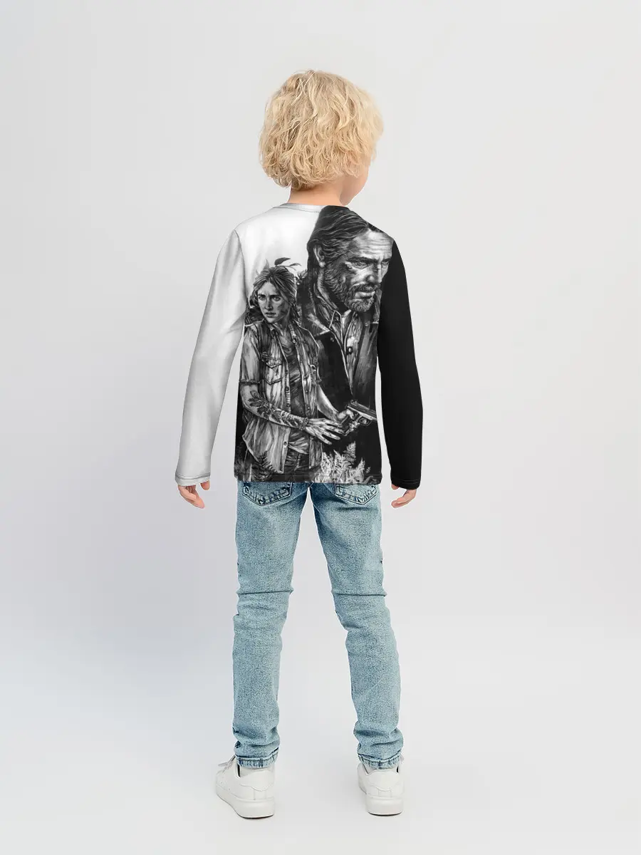 Детский лонгслив / THE LAST OF US ЧЁРНО БЕЛЫЙ