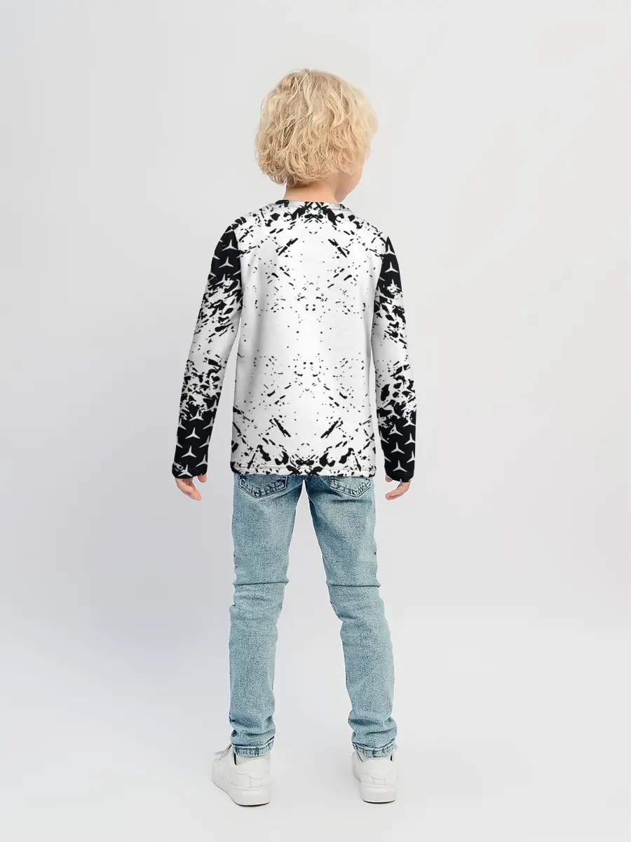 Детский лонгслив / Mercedes | брызги красок,